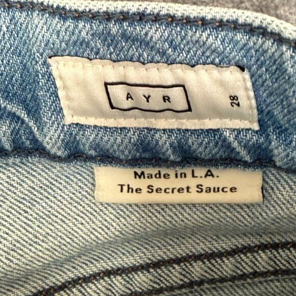 AYR Womens Secret Sauce Wide Leg Jeans Comfort Stretch Sz 28 Light Distressed - Picture 6 of 14